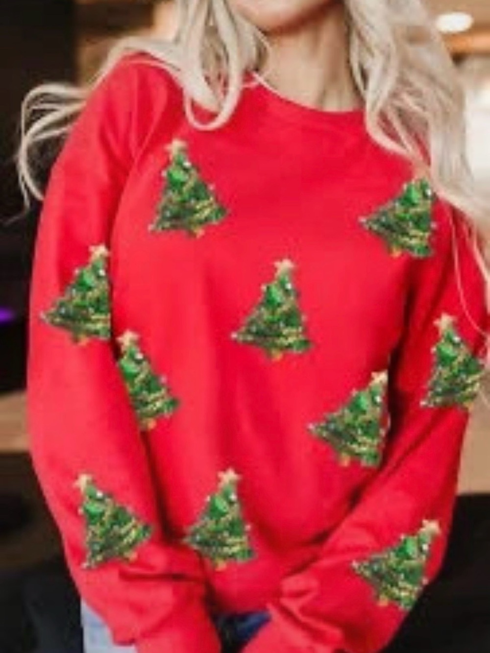 Women’s Red Christmas Tree Sequin Sweatshirt size Small BNWOT